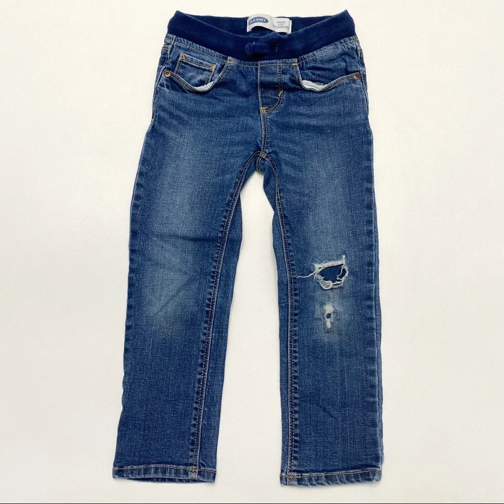 old navy | karate skinny dark distressed flex jeans 4t unisex
